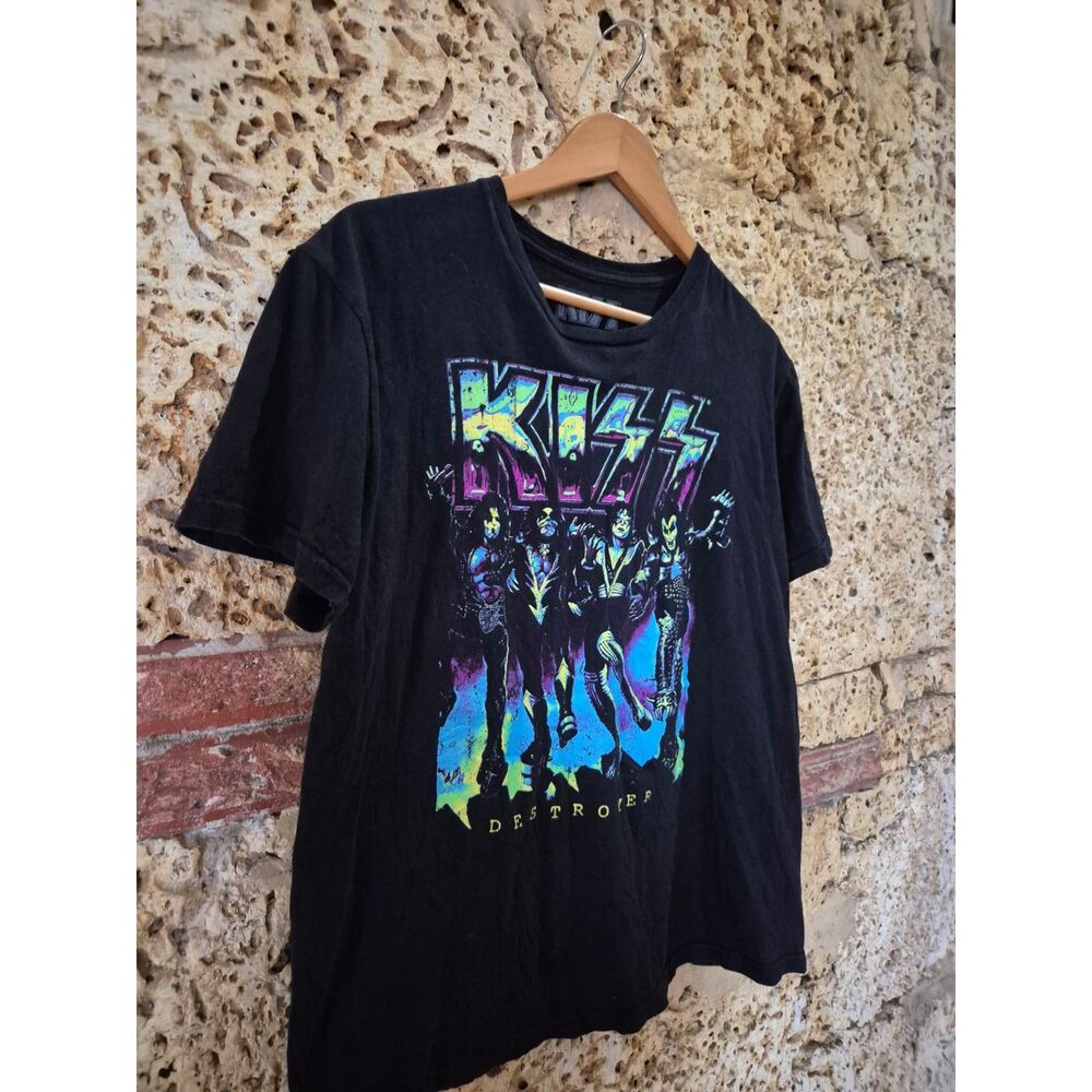 KISS Vintage Men's M Black Graphic Band T Shirt Rock Music Gene Simmons